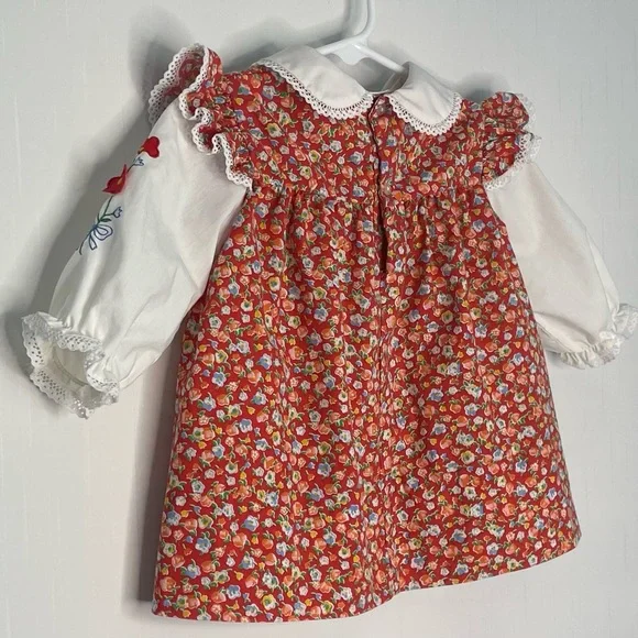 Vintage Baby Girl Prairie Cottage Core Dress Floral Lace 70s-80s ✔️Size - Picture 7 of 15
